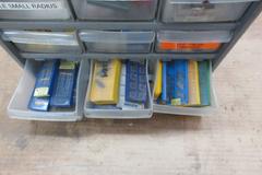 Carbide Lathe Turning Inserts, Many New, Lots of Types in Plastic Multi Bin Organizer