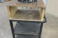 CAT40 Tool Holders (12) ER32 Collet, Shell Mill, in Wooden Rack Mounted on Uline Rolling Plastic Cart