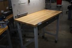 Portable Work Bench with Maple Top, Upper Shelf, Drawer, Work lighy
