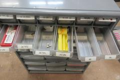 Carbide Lathe Turning Inserts, Many New, Lots of Types in Plastic Multi Bin Organizer