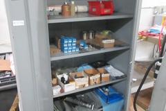 2 Door Metal Storage Cabinet, 4 Adjustable Shelves and Contents