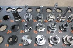 CAT40 End Mill Tool Holders (16pcs) Various Diameters, on Big Bear 100 Pocket Rolling Tool Scoot