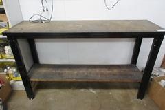 Metal 2 Shelf, Shelving Unit with Wood Top