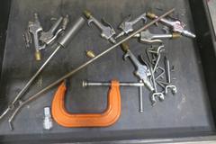 Craftsman Rolling Cart Tool Box w Contents of Clamps, Air Tools AND More