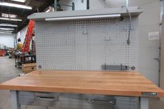 Portable Work Bench with Maple Top, Upper Shelf, Drawer, Work light