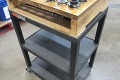 CAT40 ER16 Collet Tool Holders on Rolling Uline 3 Shelf Plastic Cart