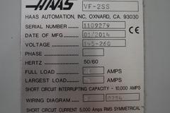 Haas VF-2SS CNC Vertical Machining Center, 12K Spindle, 24 Station SMTC, Probing, TSC, Chip Auger, 4th-Axis Brushless Drive - NEW 2014