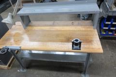 Butcher Block Top Work Bench with Upper and Lower Shelf, CAT40 Tool Vises
