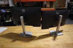 Dell 24" Monitors (2) on Swivel/Height Adjustable Stands, *No Power or Connector Cables*