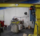 Handling Systems 2 Ton Swiveling Jib Crane, Floor Mounted with CM Lodestar 2 Ton Electric Chain Hoist, Electric Trolley