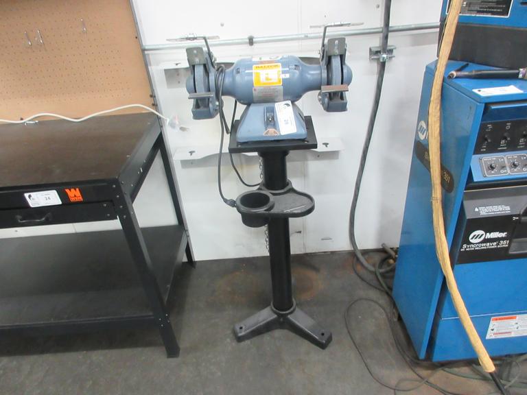 Baldor Double Ended Pedestal Grinder on Steel Stand