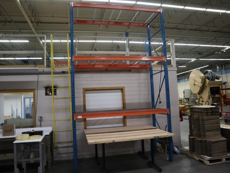 Pallet Racking, Teardrop Style, (2) 14'x42" Uprights, (6) 8' Cross Beams and Wire Decking *No Contents*
