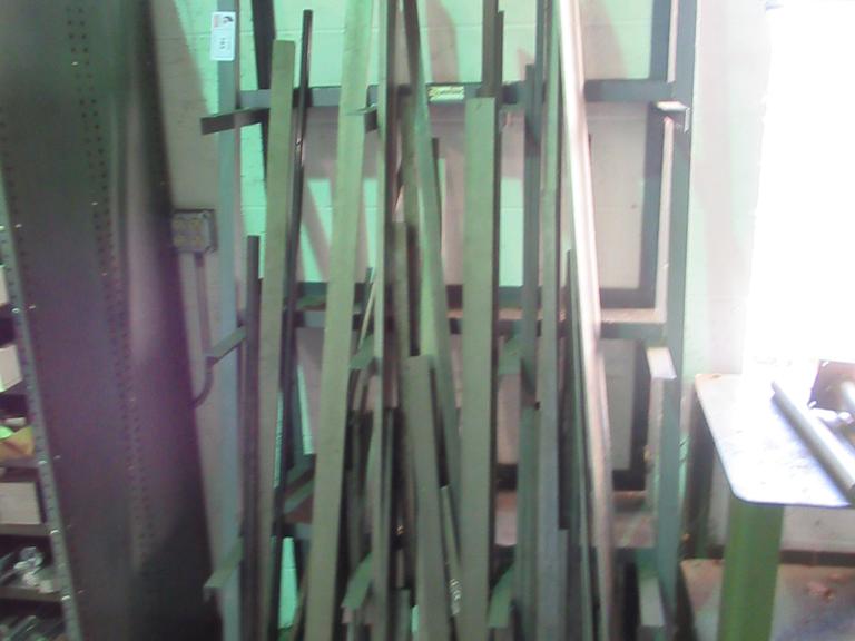 Material Storage Rack and Content, Mostly Flat Bar Stock