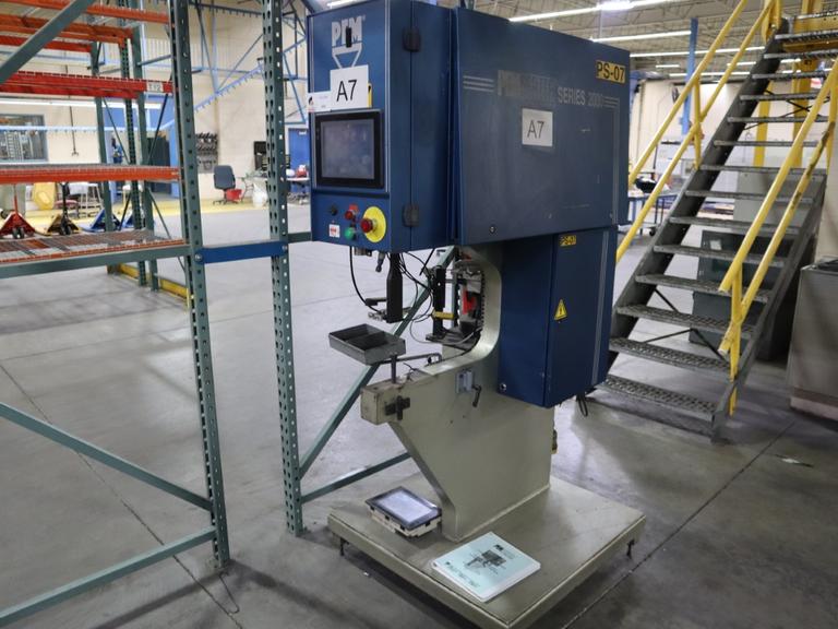 PEM Series 2000 Fastener Installation Press, 8 Ton Max Force, 24" Throat, Touch Screen Control, Vibratory Feeder Bowl