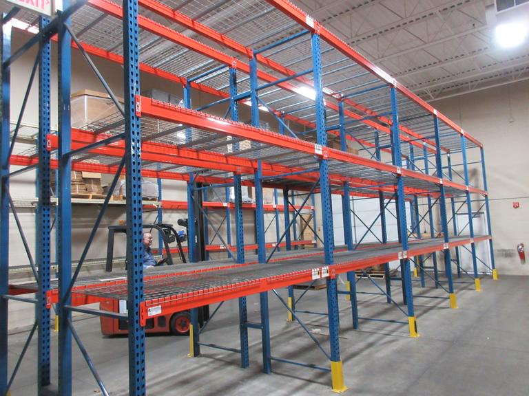 Pallet Racking - (2) Back to Back Bays: (10) 14'H x 42" Uprights, Teardrop Style, (30) 8' Shelves, Wire Decking- *NO CONTENTS*