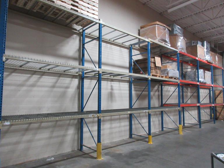 Pallet Racking -  (7) 14'H x 42" Uprights, Teardrop Style, (18) 8' Shelves, Wire Decking- *NO CONTENTS*