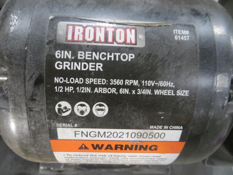 Ironton 61457 Double End Grinder on Vacuum Base