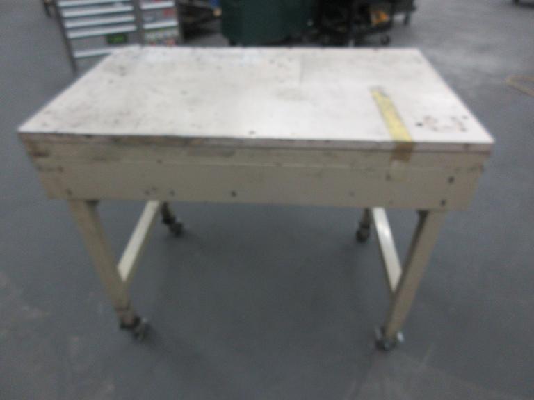 Rolling Steel Workbench with Wood Laminate Top