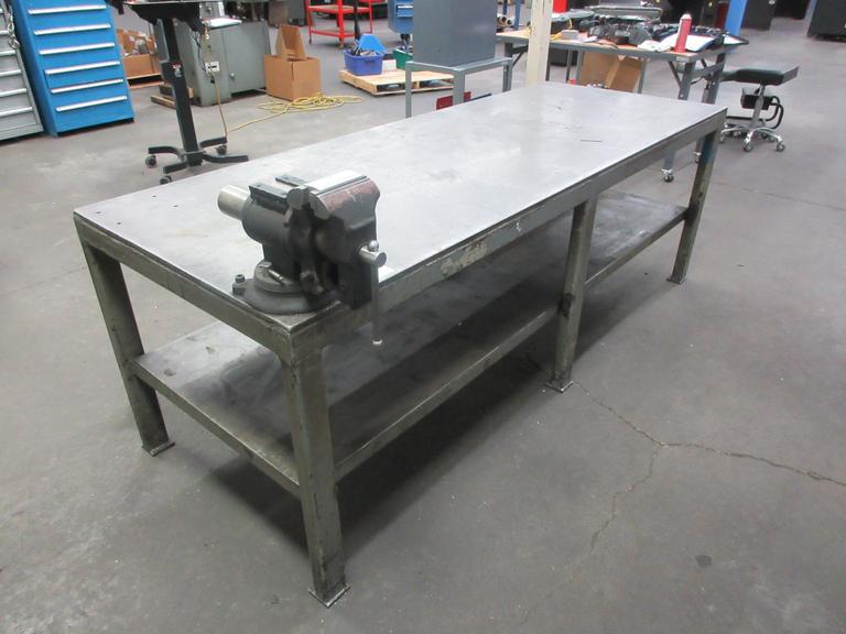 Steel Table with Lower Shelf & 4-3/4 Bench Vise
