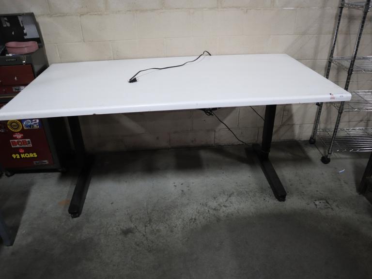 Electronic Height Adjustable Work Table, Protable on Casters, Formica Top