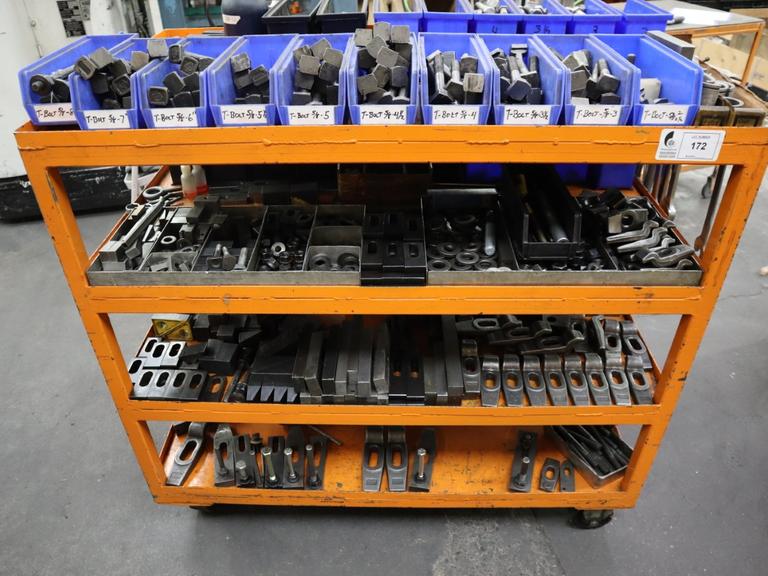 Hold-Down Clamps for Presses and More with Wrenches and Cart