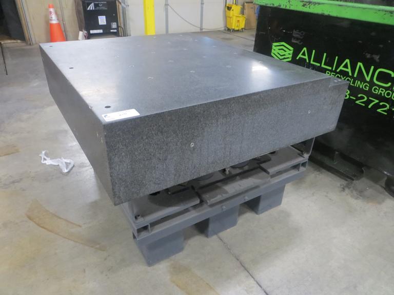 Granite Surface Plate with Drilled and Tapped Holes on Stand- 48" x 40" x 12" Thick Working Surface