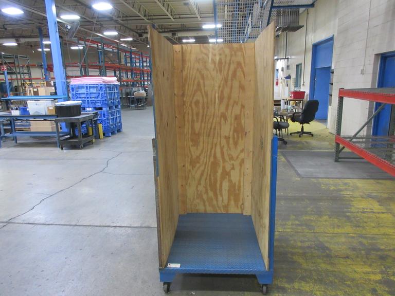 Metal Rolling Flat Storage Cart with Plywood Sides