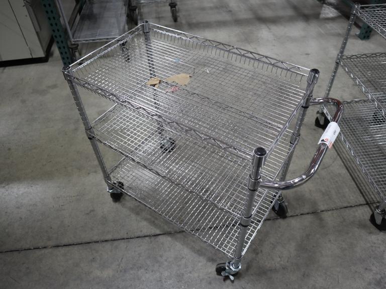 Seville Classic Chrome Wire Shop Cart - 3 Shelves