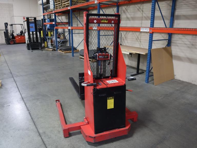 Mobile Pallet Truck B60-CSA Electric Stacker Lift Truck, 1,500 # Cap, 42" Forks, 60" Max Height, 12 Volt Battery, Charger