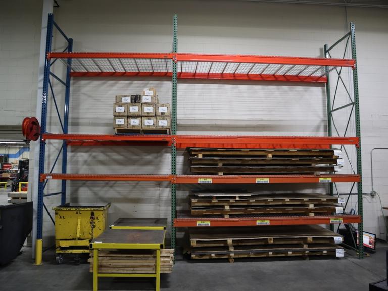 Pallet Racking (2) 16' H x 48" Uprights, Tear-Drop Style, (3) 8' Shelves, (4) 12' Shelves,  Wire Decking - NO CONTENTS