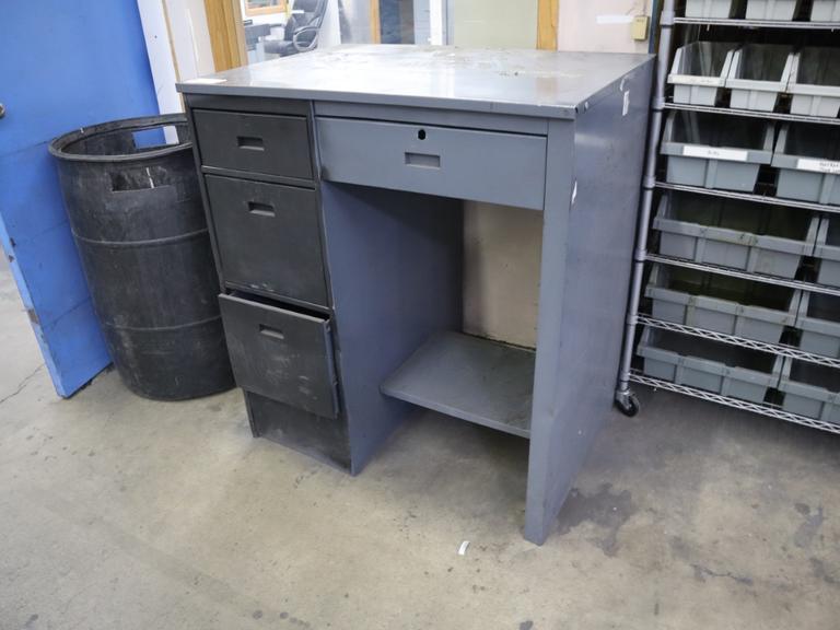Metal Shipping Desk 4 Drawers and Lower Shelf