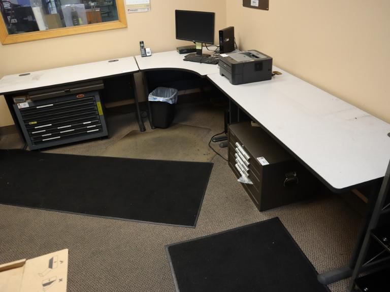 Corner 3 Piece Desk and Tables, Matching, 1 Drawer - NO CONTENTS