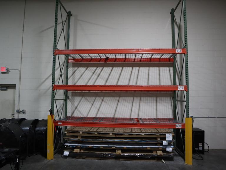 Pallet Racking: (2) 16'H x 48" Uprights, Tear-Drop Style, (3) 12' Shelves, Wire Decking - NO CONTENTS