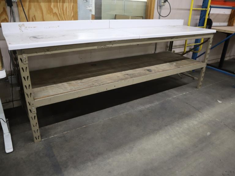 Formica Top Long Shipping Desk with Lower Shelf