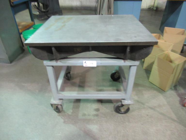 Cast Iron Surface Plate, Portable on Casters - 36" x 30" Top