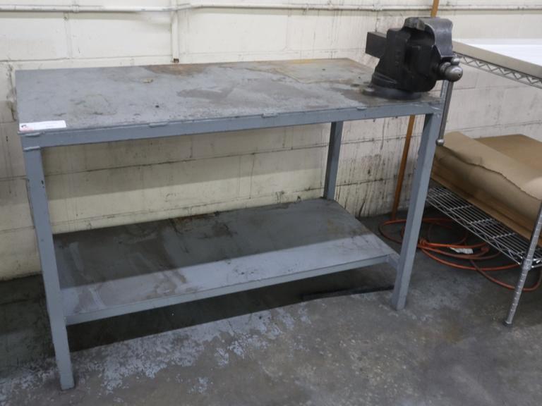 Steel Work Bench with Lower Shelf and  4" Athol Bench Vise