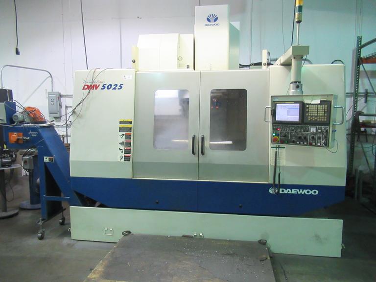 Daewoo DMV-5025 CNC Vertical Machining Center with Fanuc 21i-MB, 24 ATC, 12K RPM, Thru Spindle Coolant, Chip Conveyor