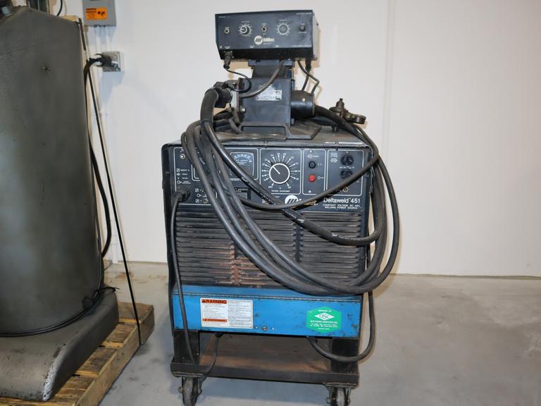 Miller Deltaweld 451 with Millermatic S-54E Wire Feeder, Tweco MIG Gun, and Gas Regulators