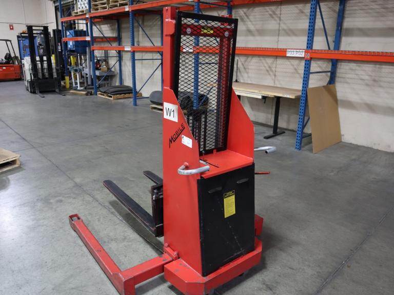 Mobile Pallet Truck B60-CSA Electric Stacker Lift Truck, 1,500 # Cap, 42" Forks, 60" Max Height, 12 Volt Battery, Charger