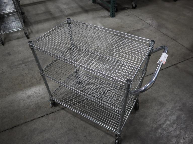 Seville Classic Chrome Wire Shop Cart - 3 Shelves