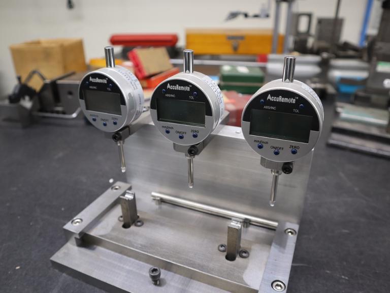 AccuRemote (3) Digital 1" Drop Indicators Mounted on Fixture Stand