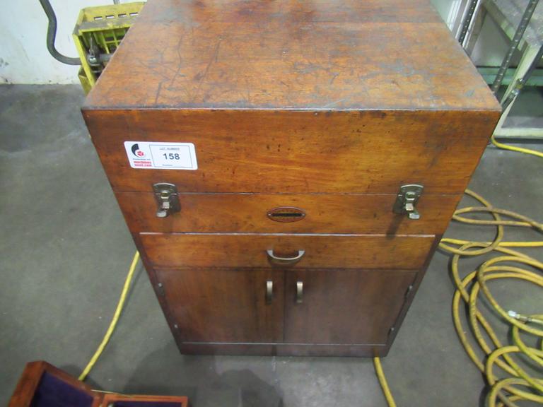 Moore Wooden Portable Tool Cabinet with Moore 11" Horizontal/Vertical Table, Moore Microscope and MORE