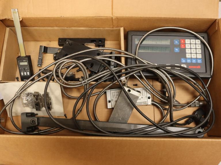 Newall Topaz 2-Axis Digital Readout with COntrol Box, Cables, reader Heads, X and Y Scales for Mill, with Mitutoyo Quill Scale 