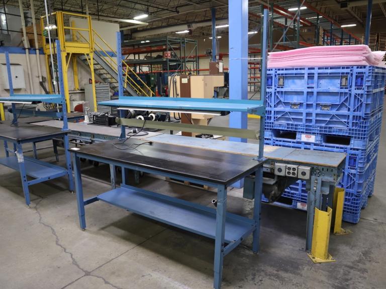 Work Bench Adjustable Height, Upper Shelf, Lower Shelf and Work Light