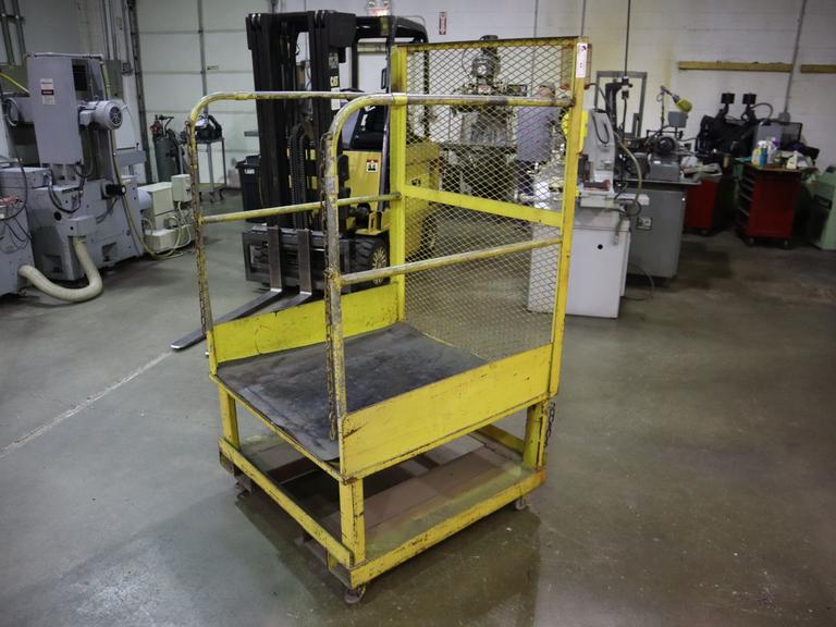Man-Lift Cage for Forklift, Fork Slots, Portable On Casters