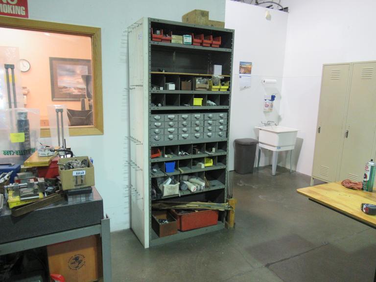 Metal Shelving Unit with Contents including Hardware, Threaded Rod and MORE