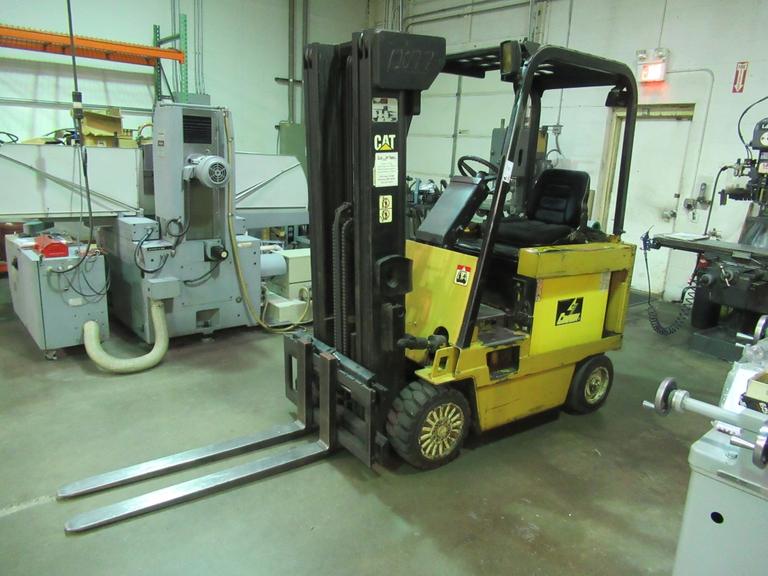 Caterpillar M50D-SA 5000 LBS Electric Forklift with Charger, Triple Mast, Cushion Tires, Side Shift, 48" Forks