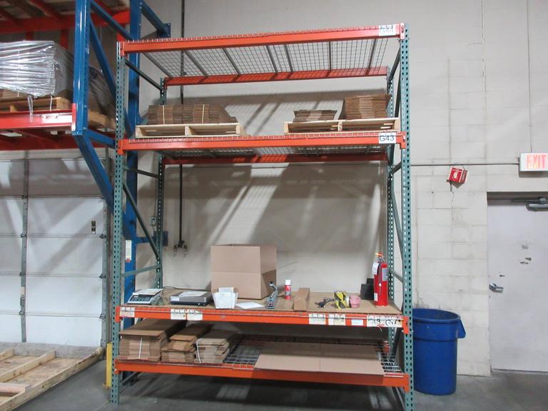Pallet Racking, Tear Drop Style (2) 12'x42" Uprights, (4) 9' Shelves with Wire Decking, *No Contents*
