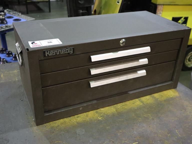Kennedy Tool Cabinet (3) Drawer with Contents: Lathe Turning Cutters and more.