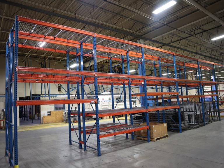 Pallet Racking (2) Bays Back-to-Back: (14) 14'H x 42" Uprights, Teardrop Style, (41) 8' Shelves, Wire Decking - NO CONTENTS